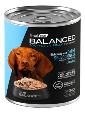 Vitalcan Lata Balanced Souffle Pollo Perro Adulto 340gs X Pack 12 Latas