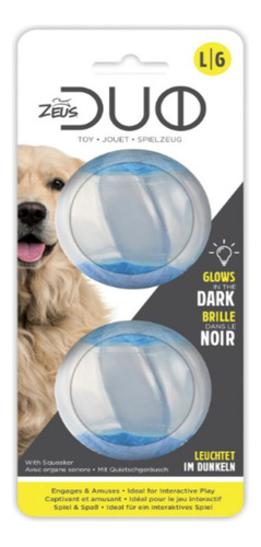 Juguete Zeus Duo X2 Pelotas Glow Brilla Oscuridad Con Chifle Color Celeste