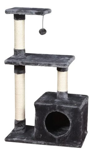 Rascador Arbol Cancat 2 Pisos 80 Cm Gris Oscuro